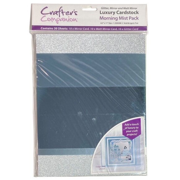 Crafters Companion Luxury Cardstock Morning Mist Pack Glitter Mirror Matt 30 Sht - Picture 1 of 8